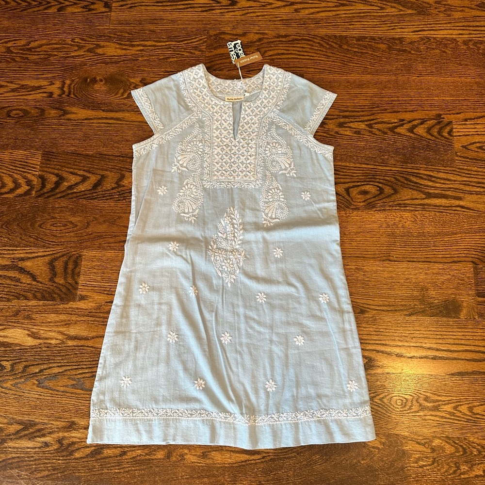 Roller Rabbit Light Blue with White Embroidery